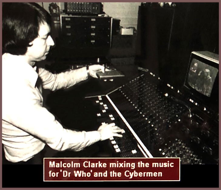 Malcolm Clarke mixing the music for 'Dr Who' and the Cybermen